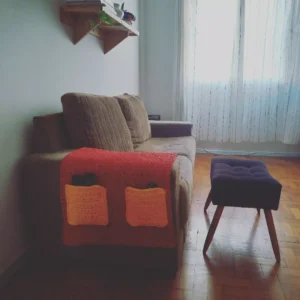 Organizador Porta Controle Remoto Crochê Tv Sala Sofá Revista