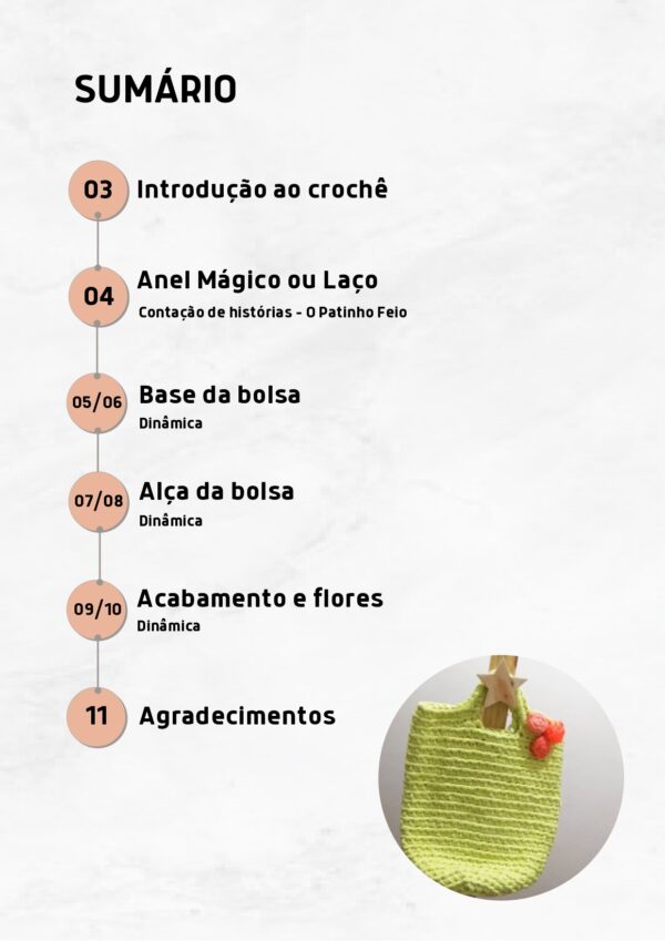 CrochêTerapia – Volume III - Receita bolsa de mão trabalho circular - Conto o Patinho Feio - Image 3