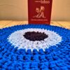 Tapete redondo de crochê tons de azul