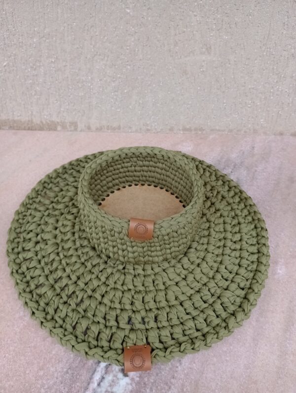 Cachepô Redondo Médio (15cm) Verde Musgo com Base de MDF – Natural de Damasco - Image 7