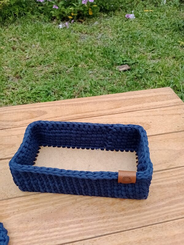 Cesto retangular médio (12X25 cm) azul marinho/BASE MDF - Image 3