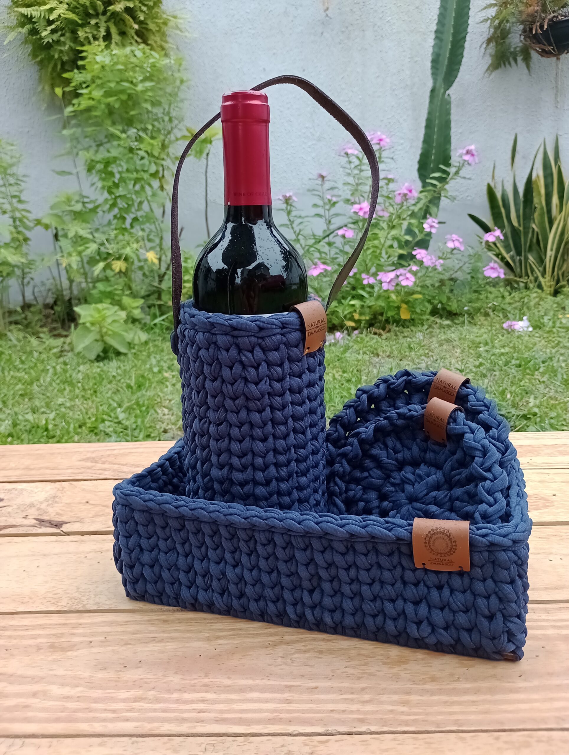 Cesto retangular médio (12X25 cm) azul marinho/BASE MDF