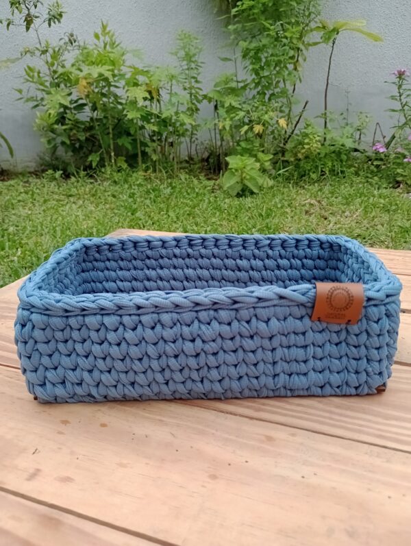 Cesto retangular médio (12X25 cm) azul claro/BASE MDF