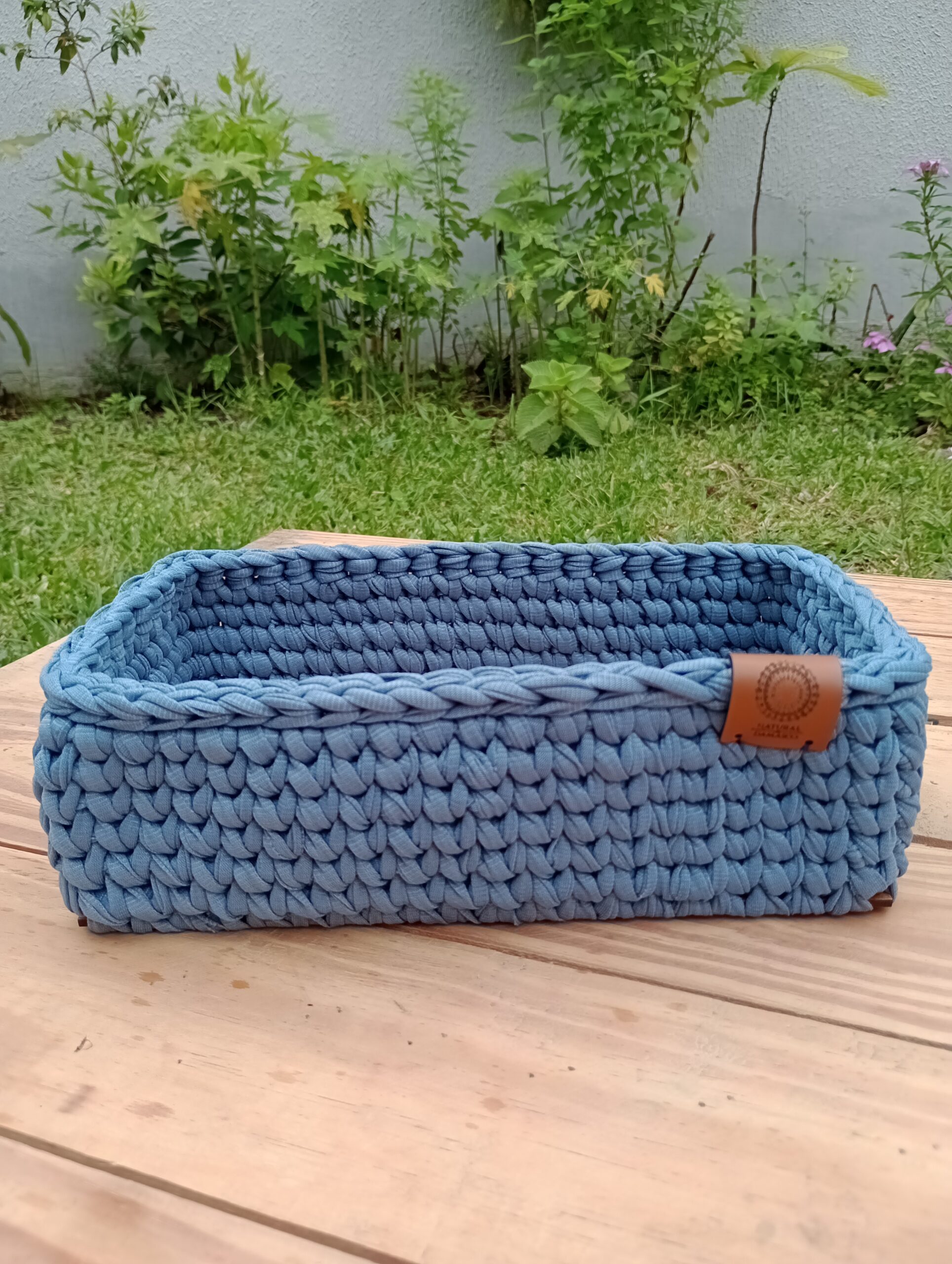 Cesto retangular médio (12X25 cm) azul claro/BASE MDF