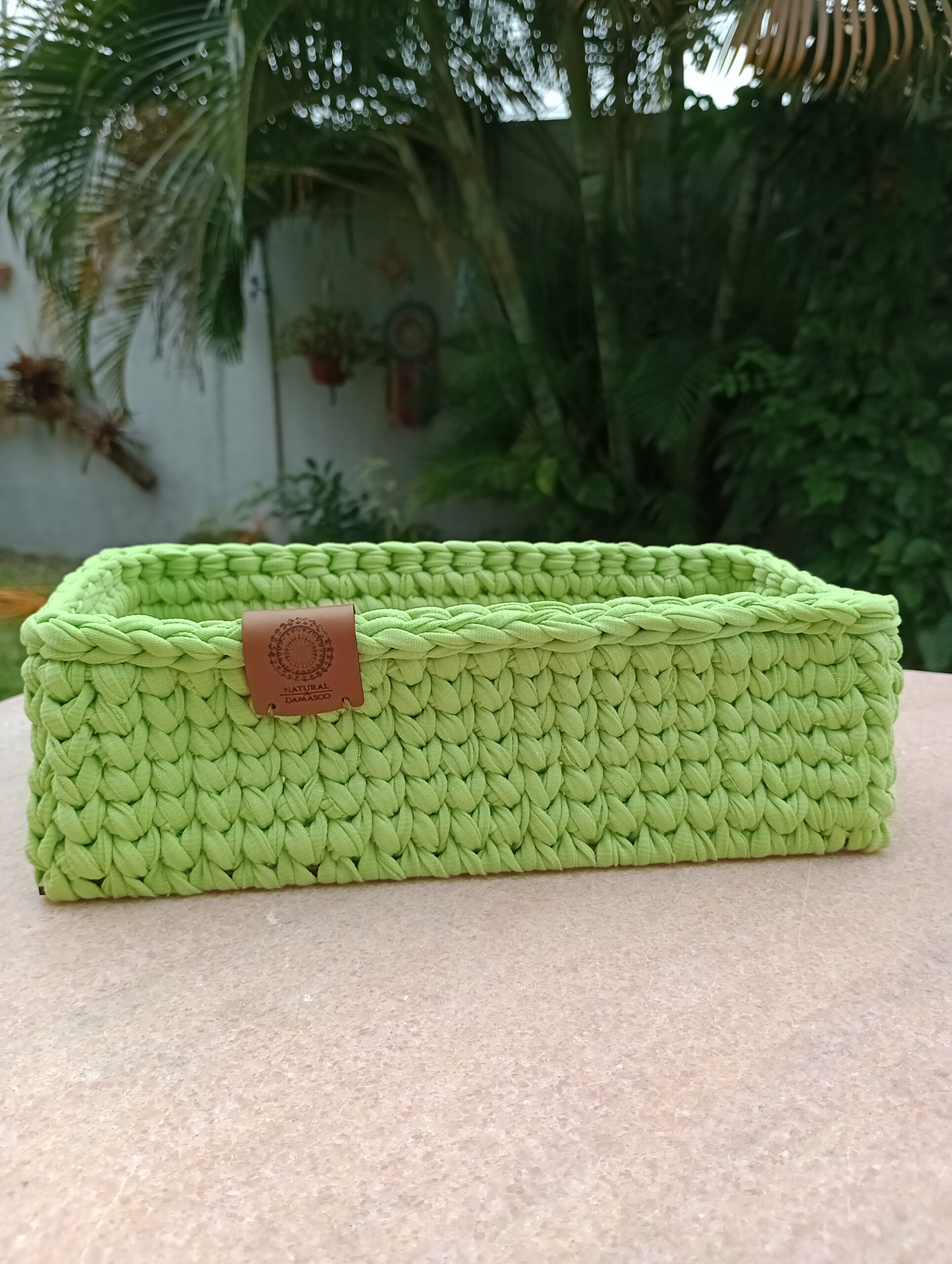 Cesto retangular médio (12X25 cm) verde alface/BASE MDF
