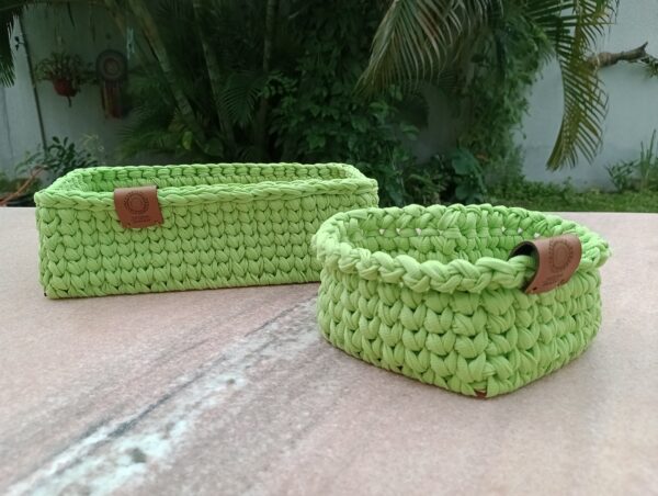 Cesto retangular médio (12X25 cm) verde alface/BASE MDF - Image 3