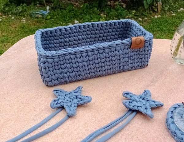 Cesto retangular médio (12X25 cm) azul claro/BASE MDF - Image 5
