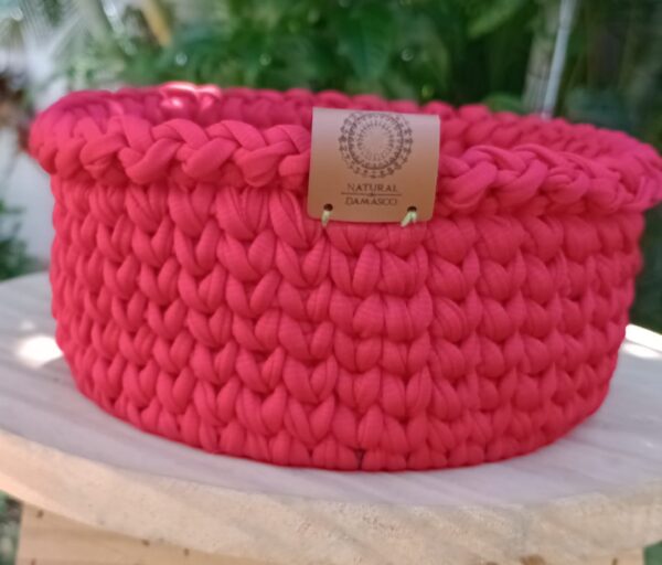 Cachepô Redondo Médio (15cm) Vermelho com Base de MDF – Natural de Damasco