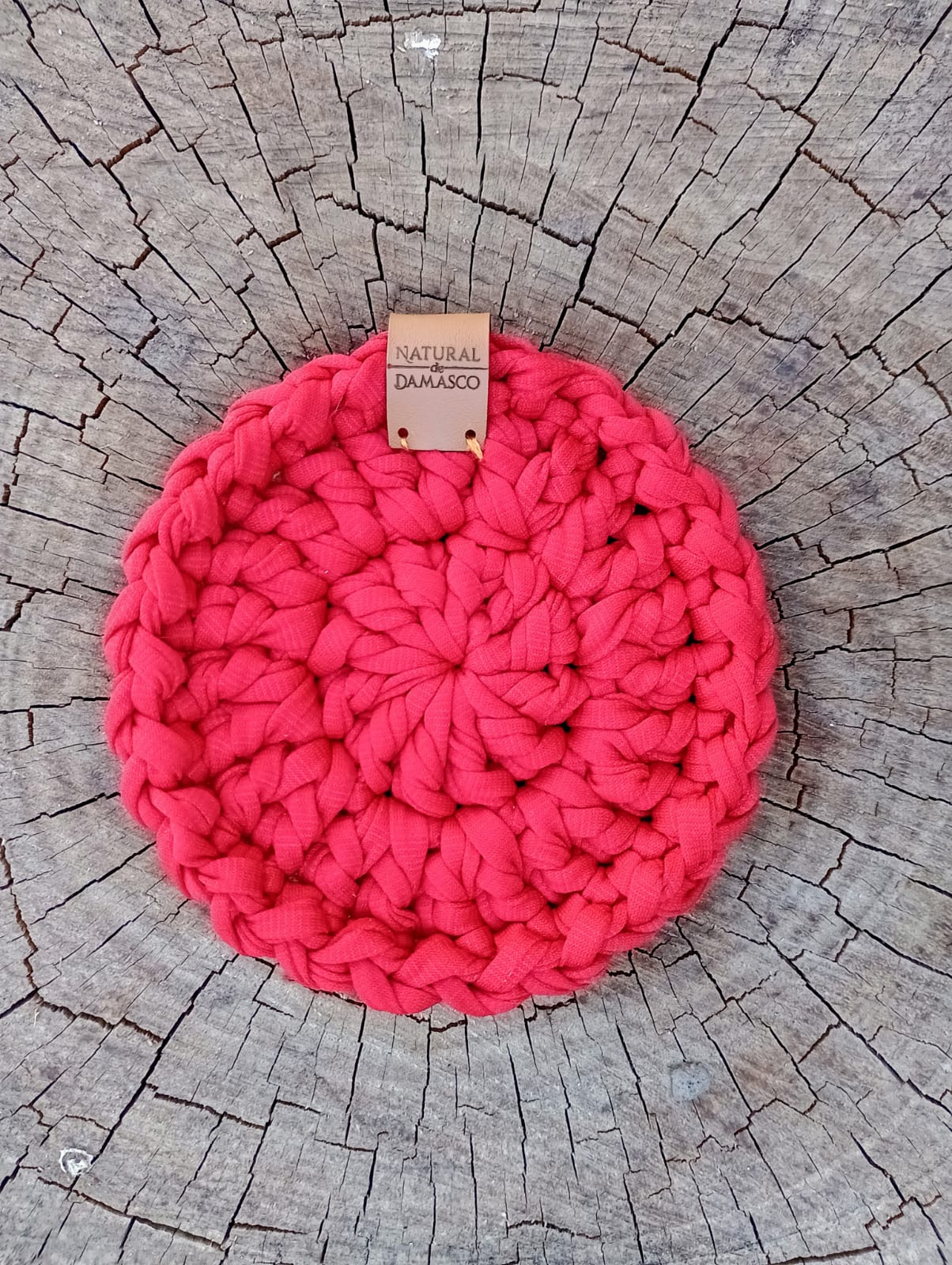 Os Porta-Copos de Crochê em Fio de Malha da Natural de Damasco/ cor vermelho