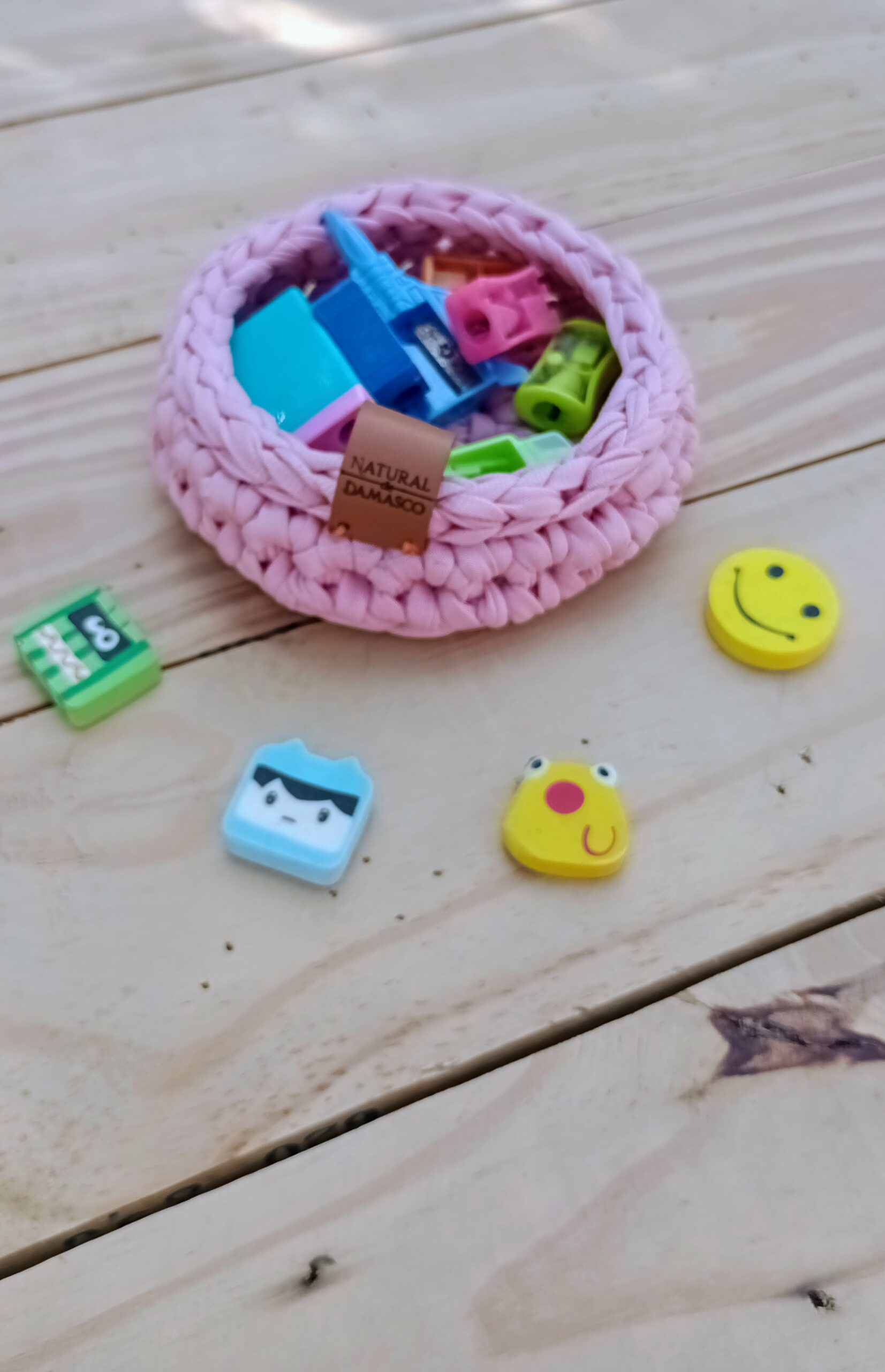 Mini Cesto para Escritório - Natural de Damasco